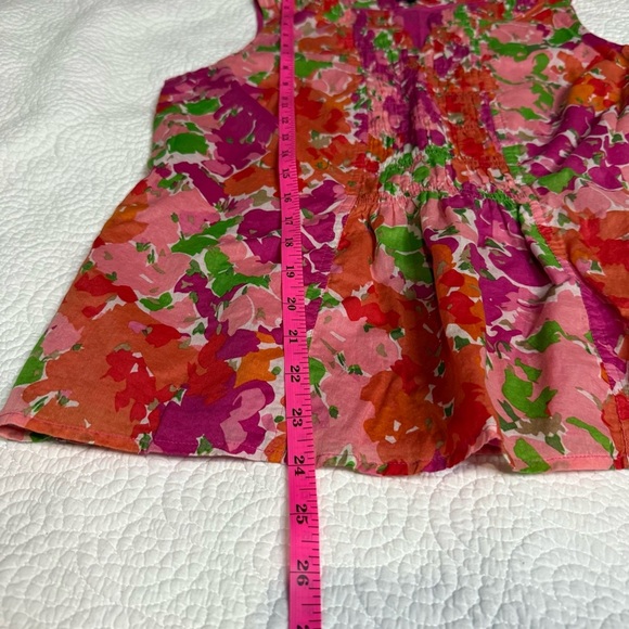 Pink and Orange Pleated Sleeveless Blouse - Picture 8 of 9